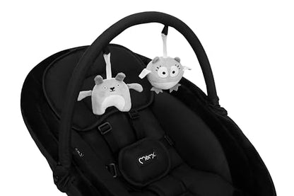 MoMi KENANI baby bouncer for children up to 9 kg, foldable, with remote control &amp; Bluetooth for connecting to a smartphone, battery or power connection, with 5-point safety belt, sun protection, insect net 