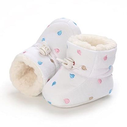 Tolaler Baby Newborn Fleece Booties Unisex, Thickened Lining, Warm Baby Winter Shoes, Adjustable Non-Slip with Soft Sole, Baby Booties/Everyday Wear (0–18 Months)