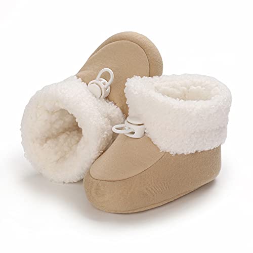 Tolaler Baby Newborn Fleece Booties Unisex, Thickened Lining, Warm Baby Winter Shoes, Adjustable Non-Slip with Soft Sole, Baby Booties/Everyday Wear (0–18 Months)