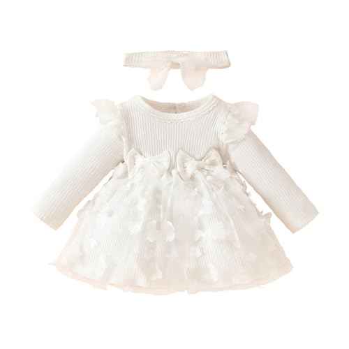 Baby Girl Dress Long Sleeve Newborn Baby Clothing Ruffle Tulle Dress Princess Tutu Skirt for 6 Months - 3 Years