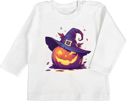 Shirtracer - Baby Long Sleeve Shirt - Babies - Scary Pumpkin | Scary Witch Pumpkin | Scary Pumpkin | Spooky Pumpkin | Pumpkin Face Halloween