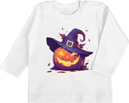 Shirtracer - Baby Long Sleeve Shirt - Babies - Scary Pumpkin | Scary Witch Pumpkin | Scary Pumpkin | Spooky Pumpkin | Pumpkin Face Halloween