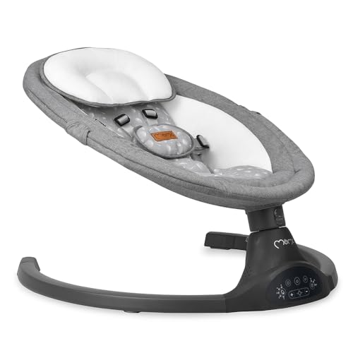 MoMi KENANI baby bouncer for children up to 9 kg, foldable, with remote control &amp; Bluetooth for connecting to a smartphone, battery or power connection, with 5-point safety belt, sun protection, insect net 
