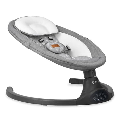 MoMi KENANI baby bouncer for children up to 9 kg, foldable, with remote control &amp; Bluetooth for connecting to a smartphone, battery or power connection, with 5-point safety belt, sun protection, insect net 