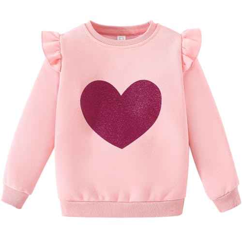 Balkorith Girls' Heart Pullover Cotton Children's Valentine's Day Sweatshirt Crew Neck Long Sleeve Winter Clothing Tops 2-7 Years