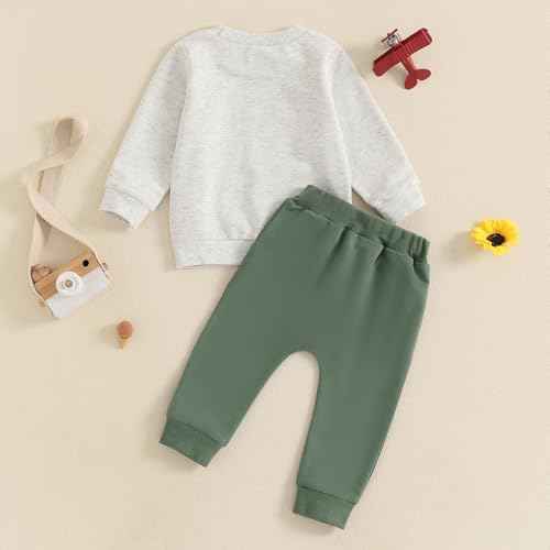 Baby Boys Soft Clothing Sets Toddler Cute Two Piece Outfit Long Sleeve Tractor Print Sweatshirt and Trousers Set Autumn Winter Jogging Suit