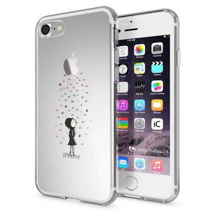 NALIA Handyhülle kompatibel mit iPhone 7, Slim Silikon Motiv Handy-Case Crystal Schutz-Hülle Dünn Durchsichtig, Etui Handy-Tasche Schale Back-Cover Transparent Bumper