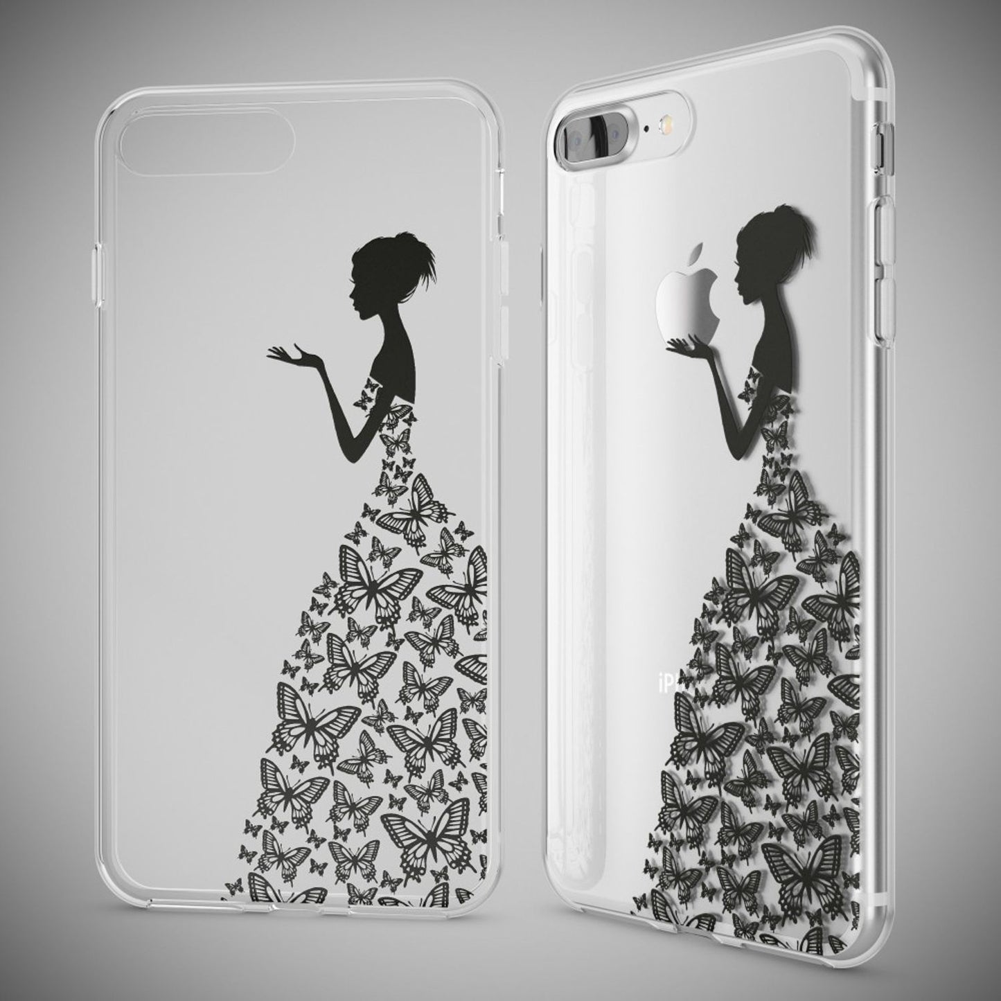 NALIA Handyhülle kompatibel mit iPhone 8 Plus / 7 Plus, Slim Silikon Motiv Handy-Case Crystal Schutz-Hülle Dünn Durchsichtig, Etui Back-Cover Schale Transparent Bumper