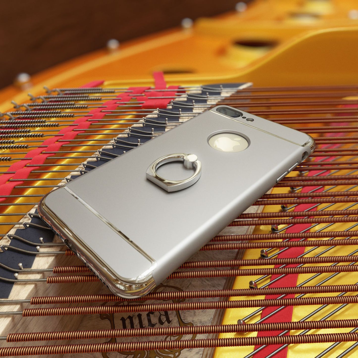 NALIA Ring Handyhülle kompatibel mit iPhone 7, Schutz-Hülle Cover mit 360-Grad Fingerhalterung, Dünnes Hard-Case mit Ständer, Slim Backcover Smart-Phone Etui Telefon-Schale Matt Metallisch - Silber