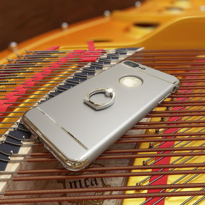 NALIA Ring Handyhülle kompatibel mit iPhone 7, Schutz-Hülle Cover mit 360-Grad Fingerhalterung, Dünnes Hard-Case mit Ständer, Slim Backcover Smart-Phone Etui Telefon-Schale Matt Metallisch - Silber