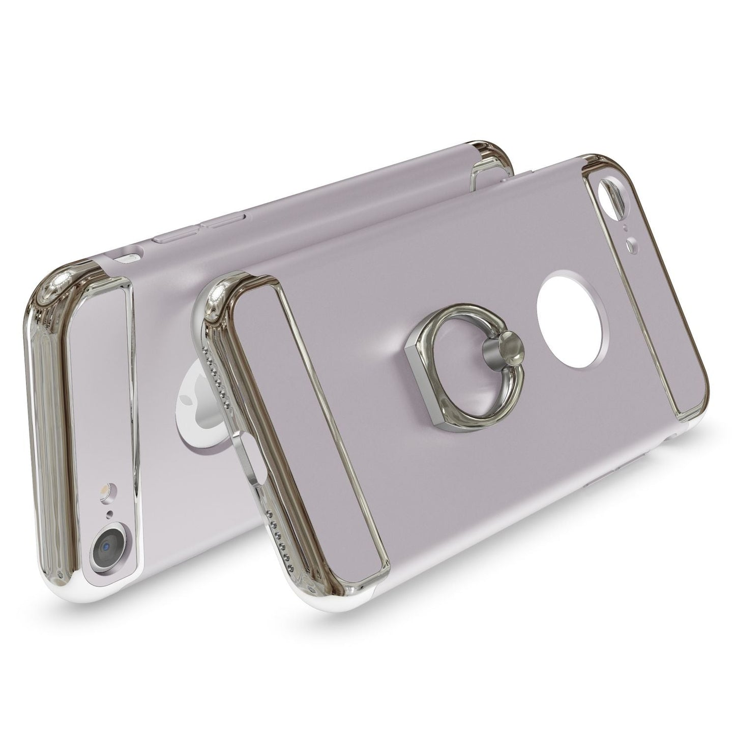 NALIA Ring Handyhülle kompatibel mit iPhone 7, Schutz-Hülle Cover mit 360-Grad Fingerhalterung, Dünnes Hard-Case mit Ständer, Slim Backcover Smart-Phone Etui Telefon-Schale Matt Metallisch - Silber