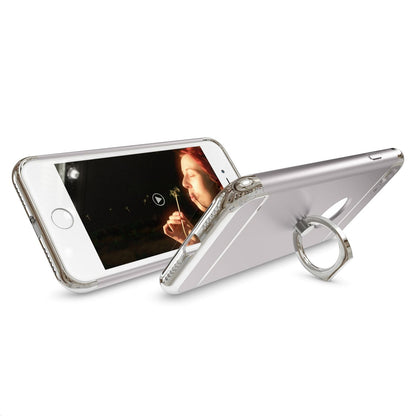 NALIA Ring Handyhülle kompatibel mit iPhone 7, Schutz-Hülle Cover mit 360-Grad Fingerhalterung, Dünnes Hard-Case mit Ständer, Slim Backcover Smart-Phone Etui Telefon-Schale Matt Metallisch - Silber