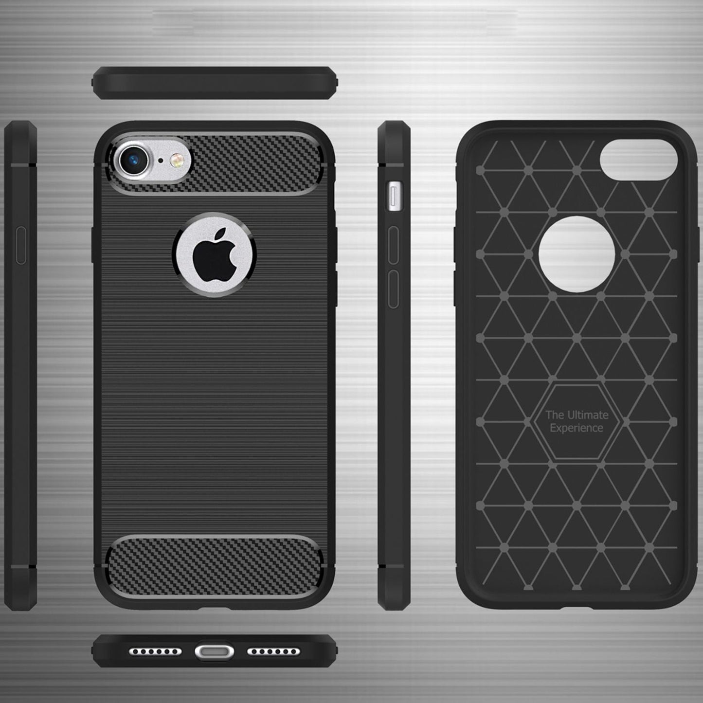 NALIA Silikonhülle für iPhone 7 – Rutschfest & Matt – VORTEX (Gebürstete Optik & Carbon Design) – Marke aus Berlin