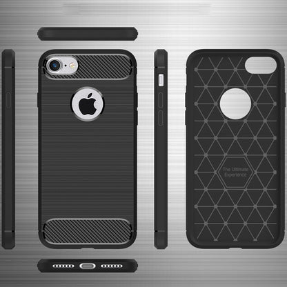 NALIA Silikonhülle für iPhone 7 – Rutschfest & Matt – VORTEX (Gebürstete Optik & Carbon Design) – Marke aus Berlin