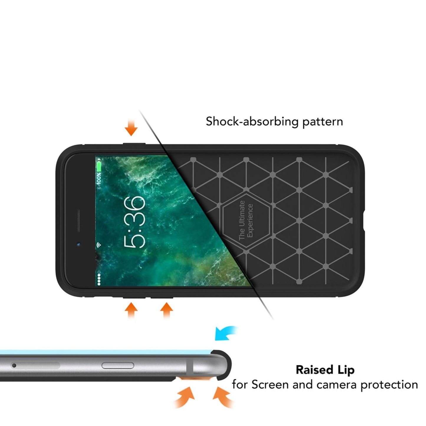 NALIA Silikonhülle für iPhone 7 – Rutschfest & Matt – VORTEX (Gebürstete Optik & Carbon Design) – Marke aus Berlin