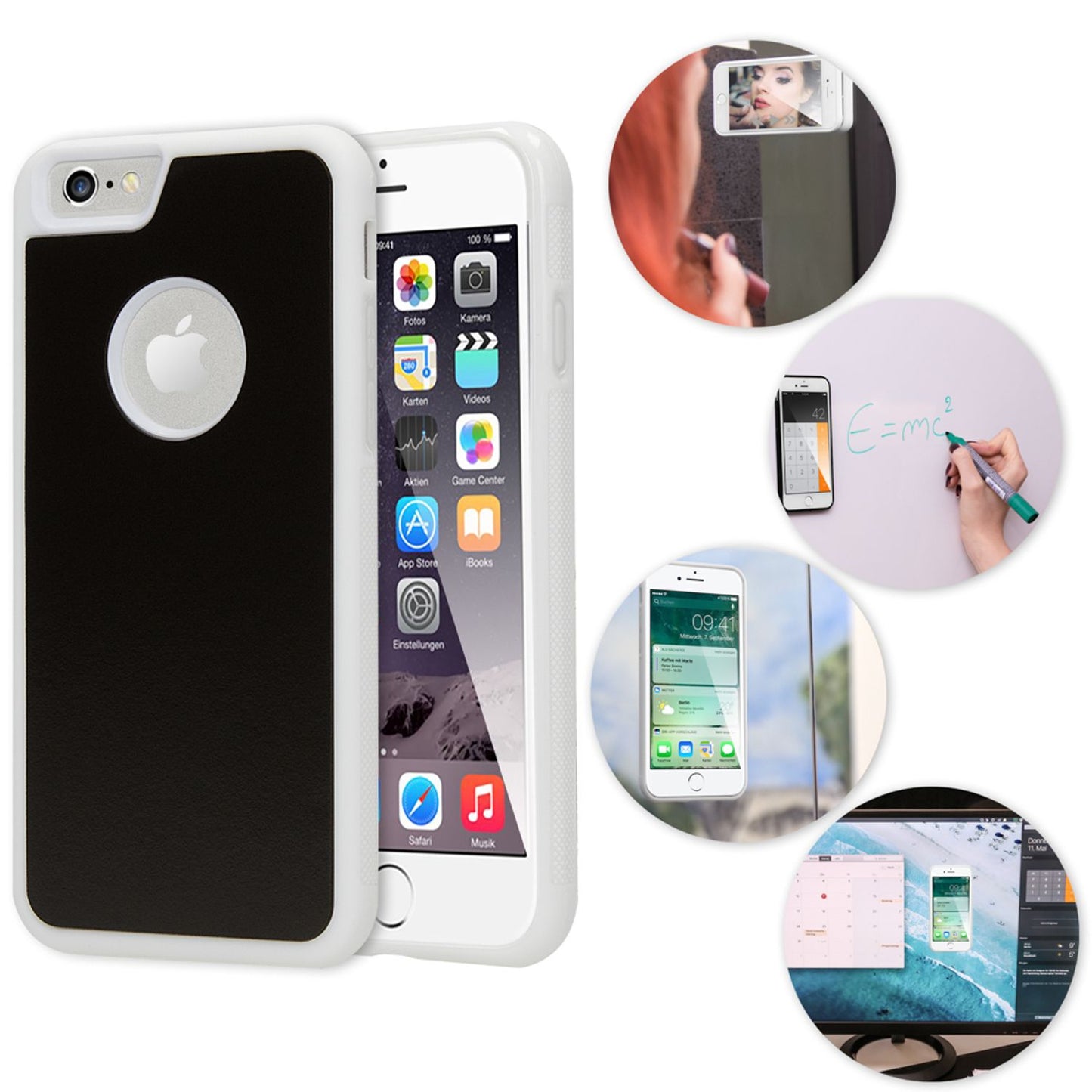 NALIA Handyhülle kompatibel mit iPhone 6 6S, Anti-Gravity Case, Dünne Zero-Gravity selbstklebende Silikon Selfie Schutz-Hülle, Ultra Slim Back-Cover Bumper Smart-Phone Etui