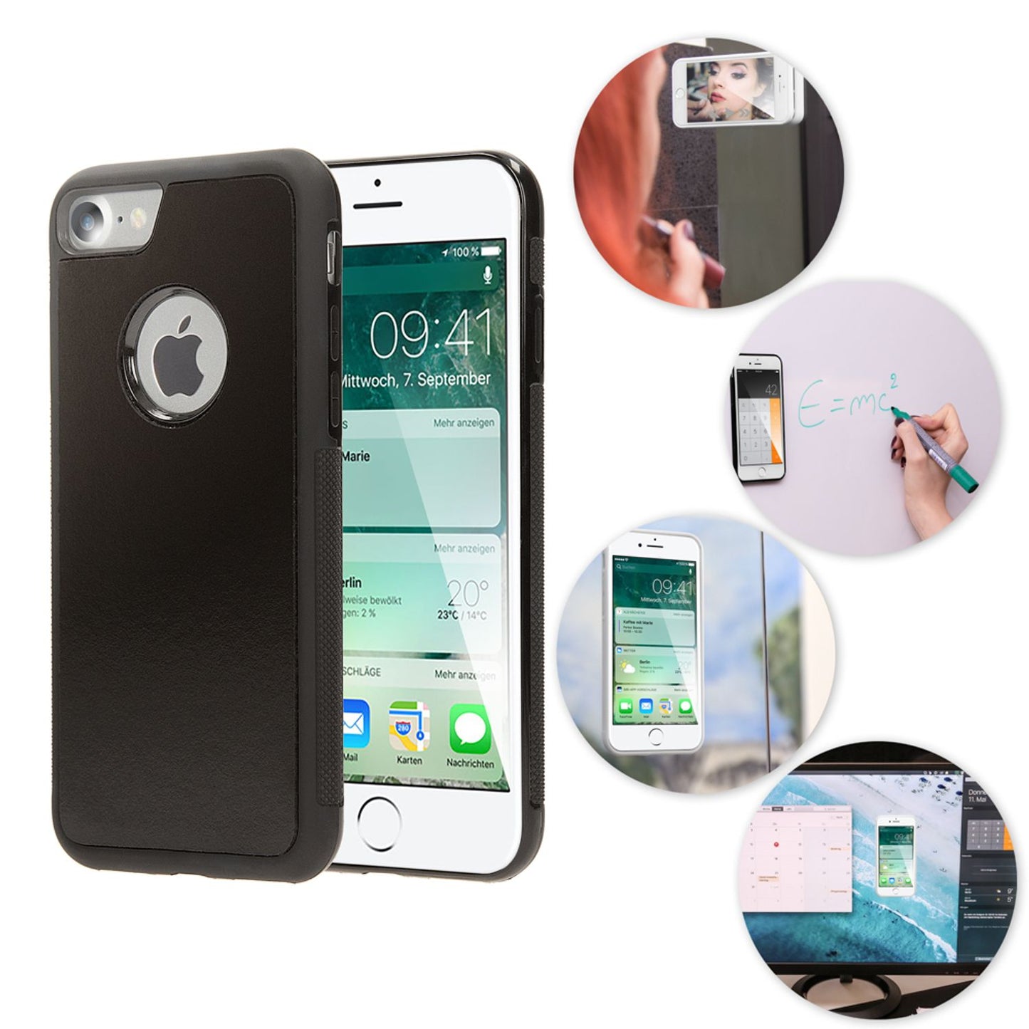 NALIA Handyhülle kompatibel mit iPhone 7, Anti-Gravity Case, Dünne Handyhülle Zero-Gravity selbstklebende Silikon Selfie Schutz-Hülle, Ultra Slim Back-Cover Bumper Smart-Phone Etui
