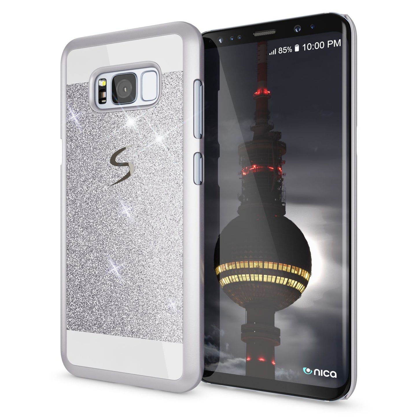 NALIA Handyhülle kompatibel mit Samsung Galaxy S8 Plus, Glitzer Slim Hard-Case Back-Cover Schutz-Hülle, Handy-Tasche im Glitter Sparkle Design, Dünnes Bling Etui Smart-Phone Skin