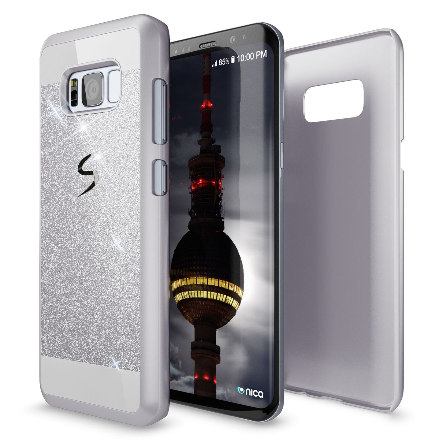 NALIA Handyhülle kompatibel mit Samsung Galaxy S8 Plus, Glitzer Slim Hard-Case Back-Cover Schutz-Hülle, Handy-Tasche im Glitter Sparkle Design, Dünnes Bling Etui Smart-Phone Skin