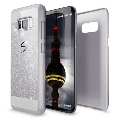 NALIA Handyhülle kompatibel mit Samsung Galaxy S8 Plus, Glitzer Slim Hard-Case Back-Cover Schutz-Hülle, Handy-Tasche im Glitter Sparkle Design, Dünnes Bling Etui Smart-Phone Skin