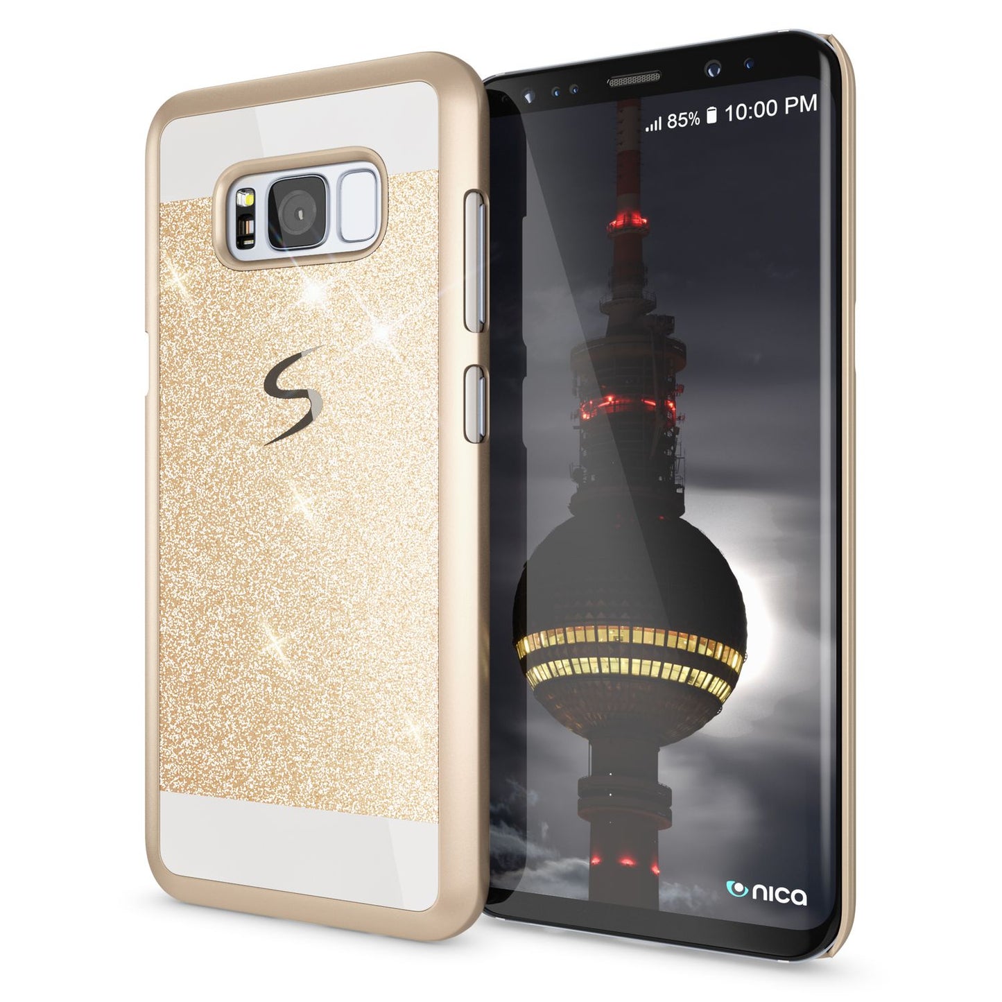 NALIA Handyhülle kompatibel mit Samsung Galaxy S8 Plus, Glitzer Slim Hard-Case Back-Cover Schutz-Hülle, Handy-Tasche im Glitter Sparkle Design, Dünnes Bling Etui Smart-Phone Skin