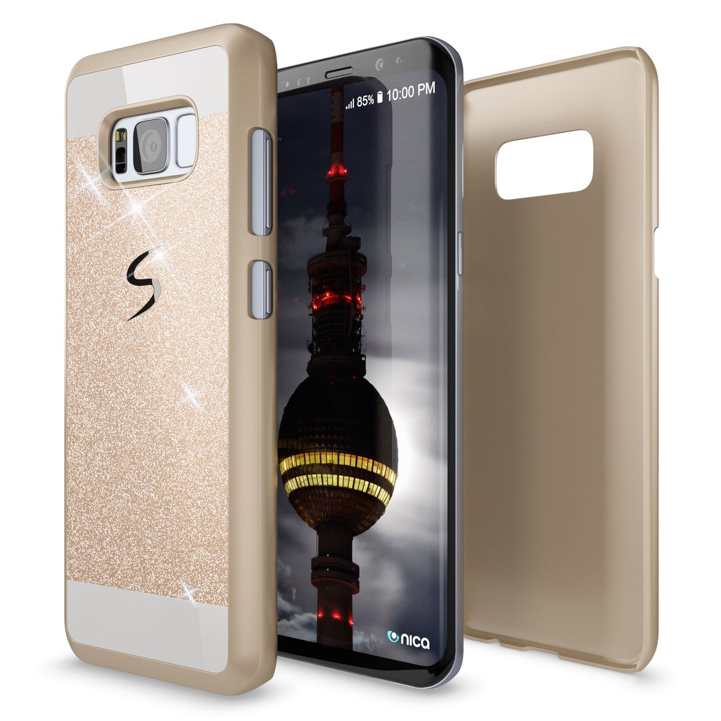 NALIA Handyhülle kompatibel mit Samsung Galaxy S8 Plus, Glitzer Slim Hard-Case Back-Cover Schutz-Hülle, Handy-Tasche im Glitter Sparkle Design, Dünnes Bling Etui Smart-Phone Skin