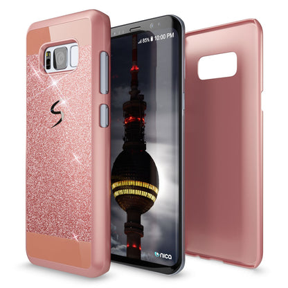 NALIA Handyhülle kompatibel mit Samsung Galaxy S8 Plus, Glitzer Slim Hard-Case Back-Cover Schutz-Hülle, Handy-Tasche im Glitter Sparkle Design, Dünnes Bling Etui Smart-Phone Skin