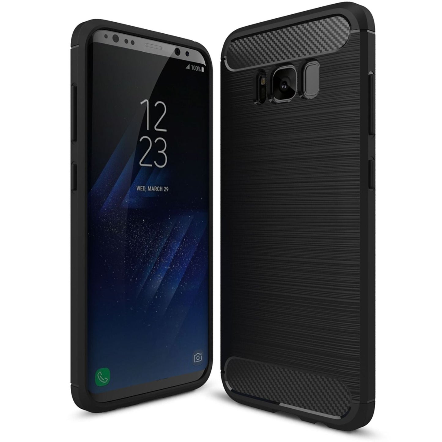 NALIA Silikonhülle für Samsung Galaxy S8 – Rutschfest & Matt – VORTEX (Gebürstete Optik & Carbon Design) – Marke aus Berlin