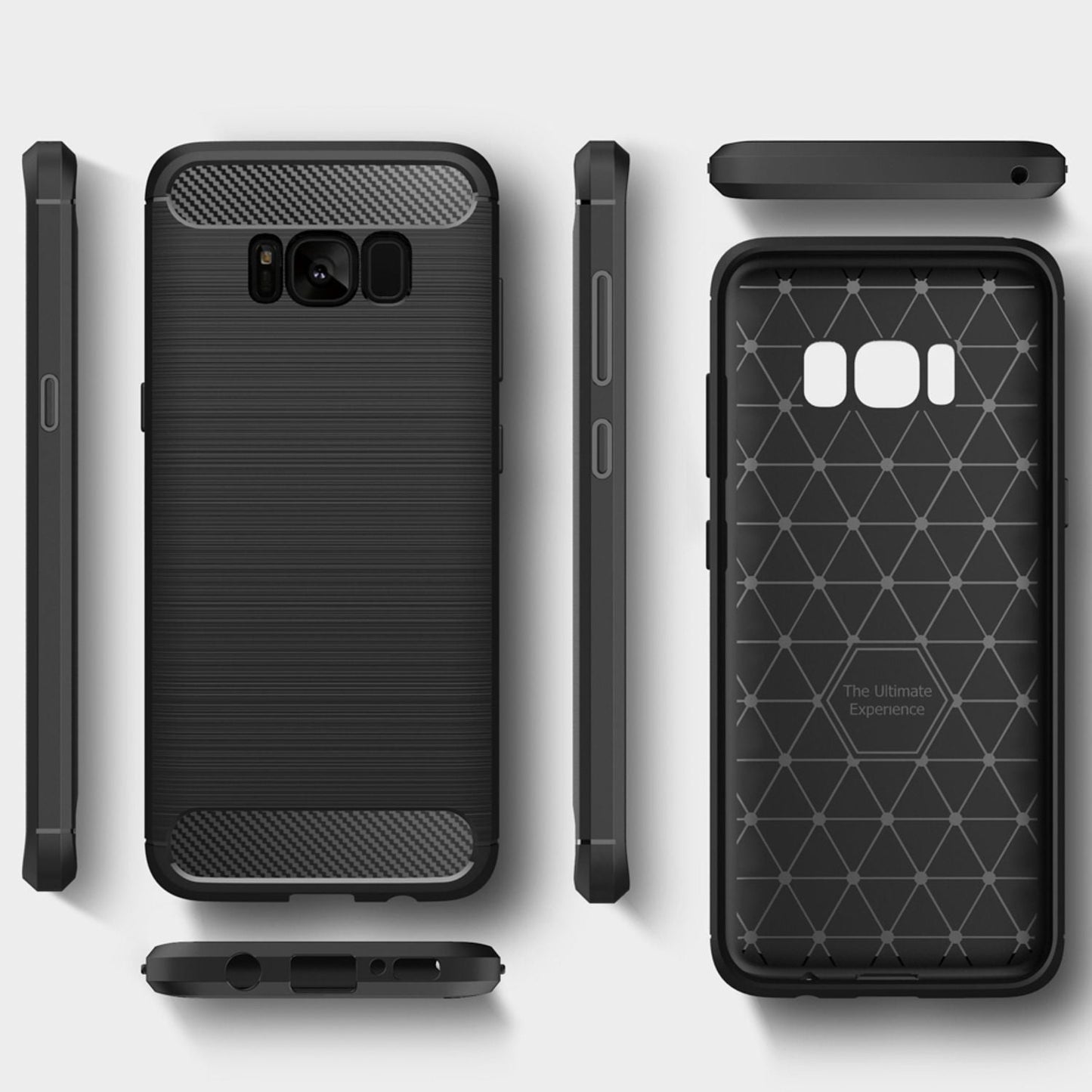 NALIA Silikonhülle für Samsung Galaxy S8 – Rutschfest & Matt – VORTEX (Gebürstete Optik & Carbon Design) – Marke aus Berlin