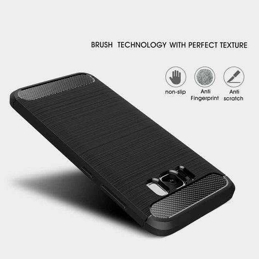 NALIA Silikonhülle für Samsung Galaxy S8 – Rutschfest & Matt – VORTEX (Gebürstete Optik & Carbon Design) – Marke aus Berlin