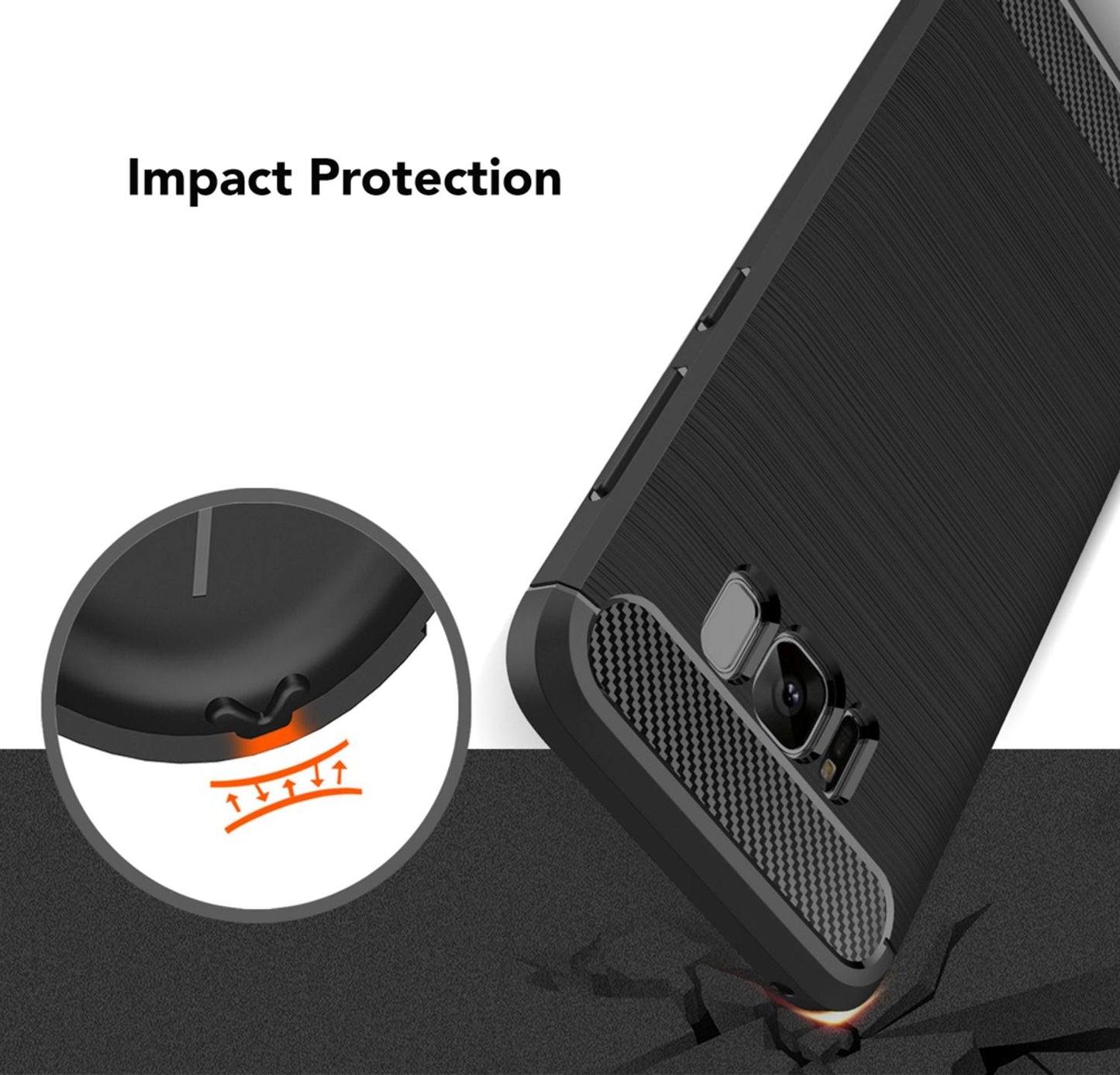 NALIA Silikonhülle für Samsung Galaxy S8 – Rutschfest & Matt – VORTEX (Gebürstete Optik & Carbon Design) – Marke aus Berlin