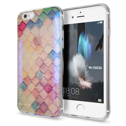 NALIA Handyhülle kompatibel mit iPhone 6 6S, Motiv Glitzer Design Slim Silikon Case Cover, Crystal Schutzhülle Dünn Durchsichtig, Handy-Tasche Hülle Backcover Bumper Etui