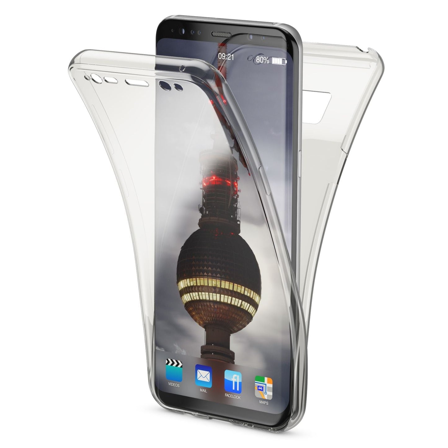 NALIA 360 Grad Hülle kompatibel mit Samsung Galaxy S8, Full Cover Rundum Doppel-Schutz Handyhülle, Dünnes Ganzkörper Silikon Case, Transparente Schutzhülle Vorne & Hinten Schale