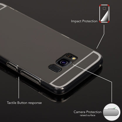 NALIA Spiegel Hülle kompatibel mit Samsung Galaxy S8, Ultra-Slim Mirror Case TPU Silikon Handyhülle, Dünne Schutzhülle Back-Cover verspiegelt, Handy-Tasche Bumper Smart-Phone Etui