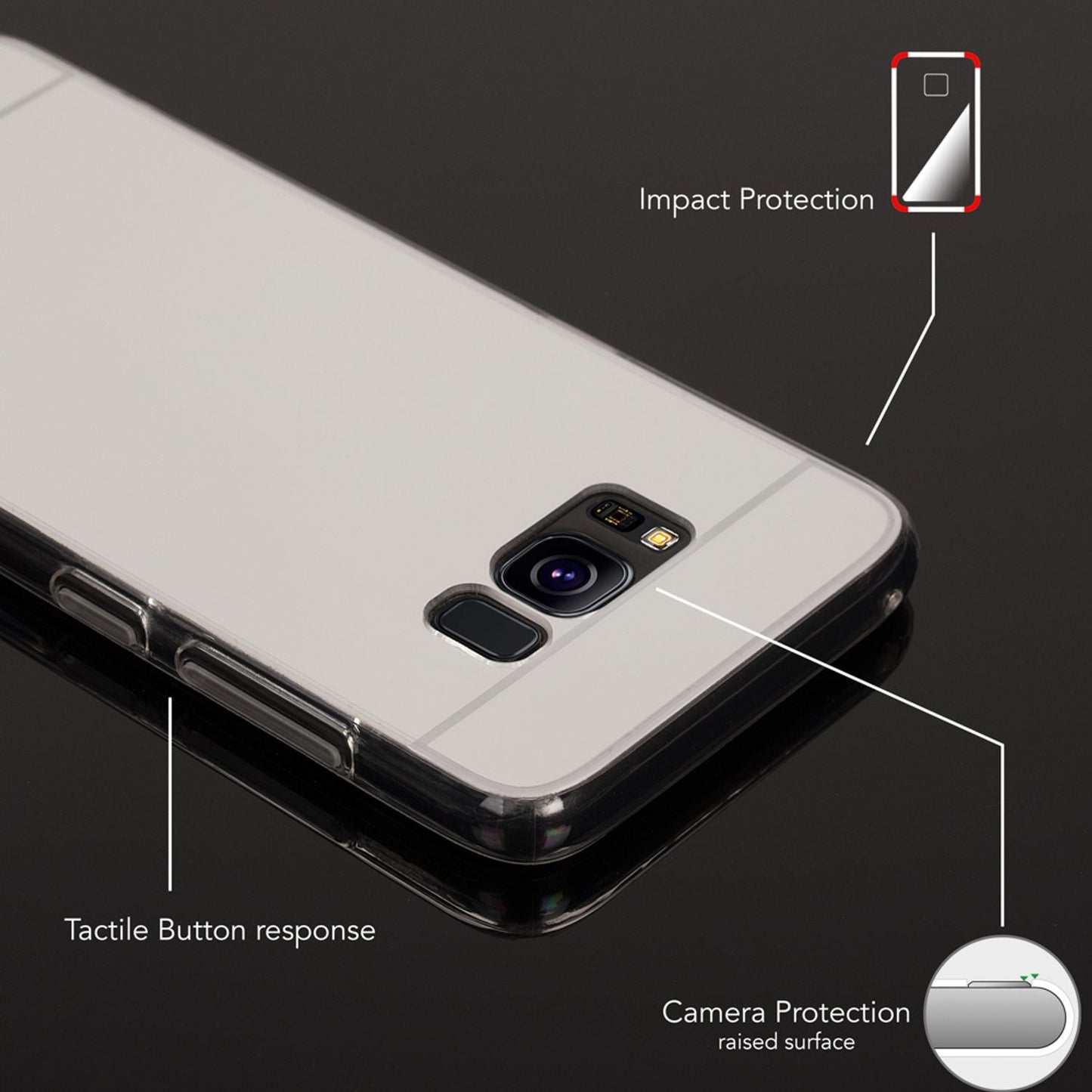 NALIA Spiegel Hülle kompatibel mit Samsung Galaxy S8, Ultra-Slim Mirror Case TPU Silikon Handyhülle, Dünne Schutzhülle Back-Cover verspiegelt, Handy-Tasche Bumper Smart-Phone Etui