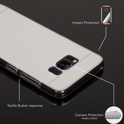 NALIA Spiegel Hülle kompatibel mit Samsung Galaxy S8, Ultra-Slim Mirror Case TPU Silikon Handyhülle, Dünne Schutzhülle Back-Cover verspiegelt, Handy-Tasche Bumper Smart-Phone Etui