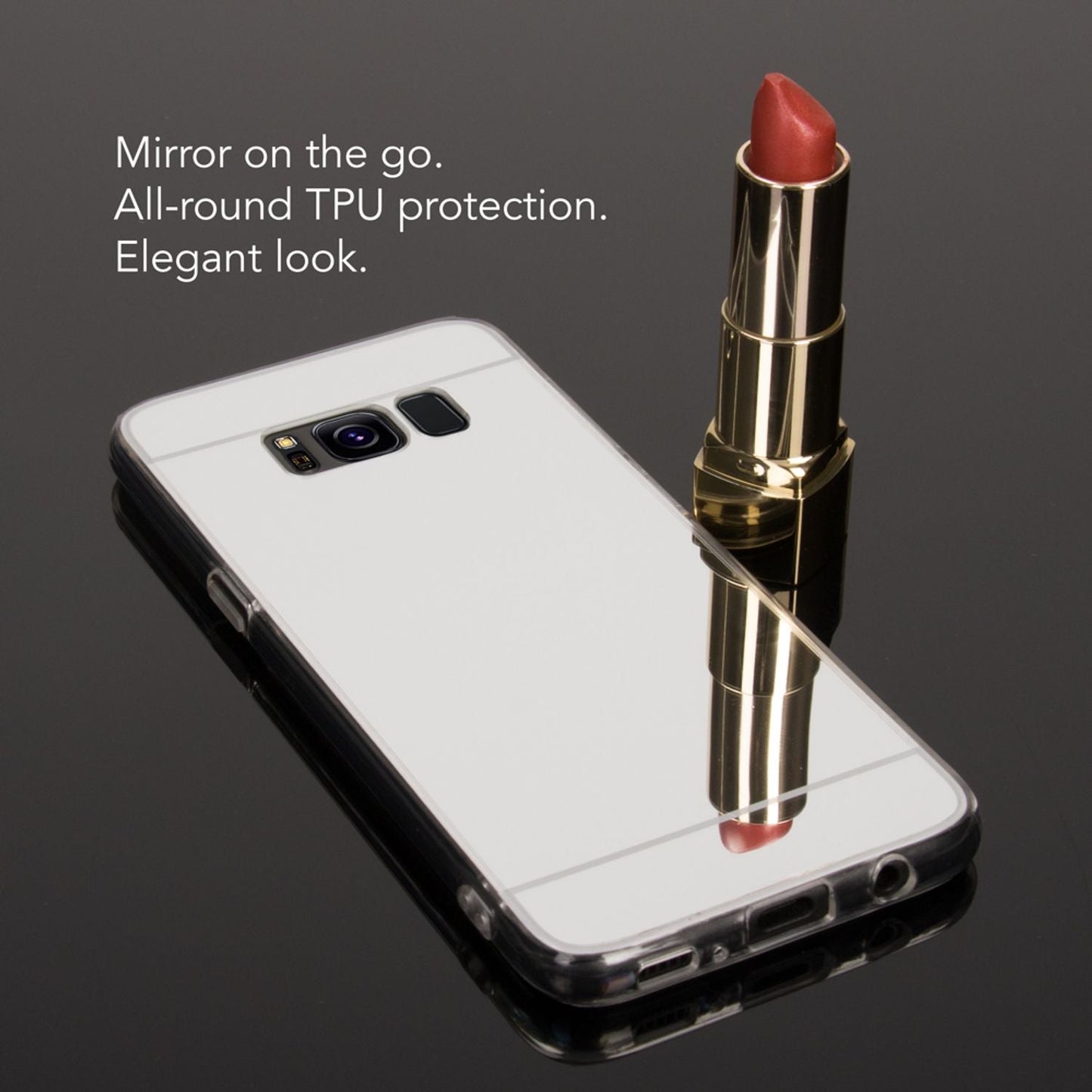 NALIA Spiegel Hülle kompatibel mit Samsung Galaxy S8, Ultra-Slim Mirror Case TPU Silikon Handyhülle, Dünne Schutzhülle Back-Cover verspiegelt, Handy-Tasche Bumper Smart-Phone Etui
