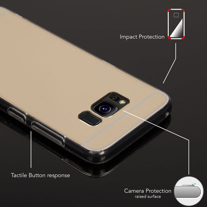 NALIA Spiegel Hülle kompatibel mit Samsung Galaxy S8, Ultra-Slim Mirror Case TPU Silikon Handyhülle, Dünne Schutzhülle Back-Cover verspiegelt, Handy-Tasche Bumper Smart-Phone Etui