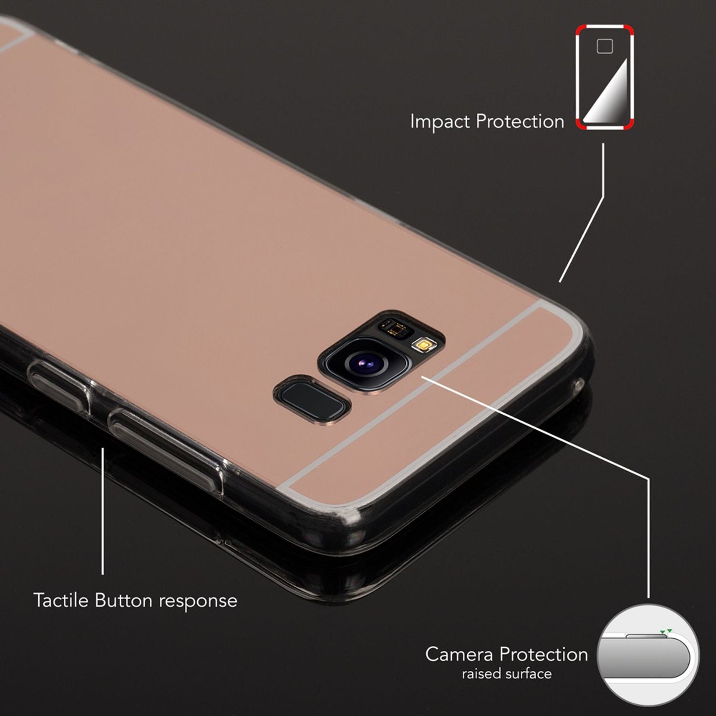 NALIA Spiegel Hülle kompatibel mit Samsung Galaxy S8, Ultra-Slim Mirror Case TPU Silikon Handyhülle, Dünne Schutzhülle Back-Cover verspiegelt, Handy-Tasche Bumper Smart-Phone Etui