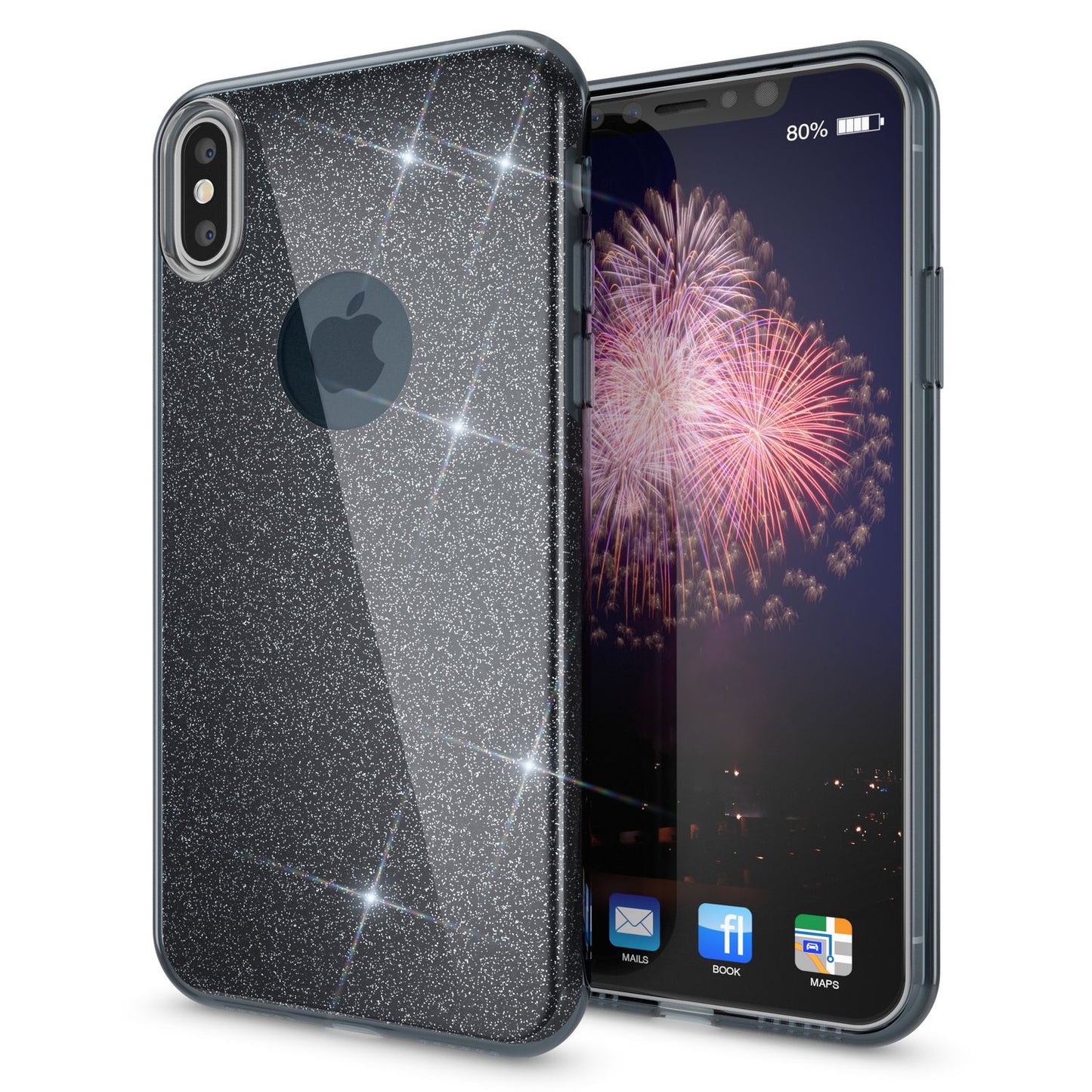 NALIA Glitzerhülle für iPhone X / XS – Funkelnder Glitzer-Look & Grip – SHINEPOP (Silikon Case) – Marke aus Berlin