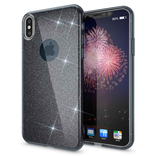 NALIA Glitzerhülle für iPhone X / XS – Funkelnder Glitzer-Look & Grip – SHINEPOP (Silikon Case) – Marke aus Berlin
