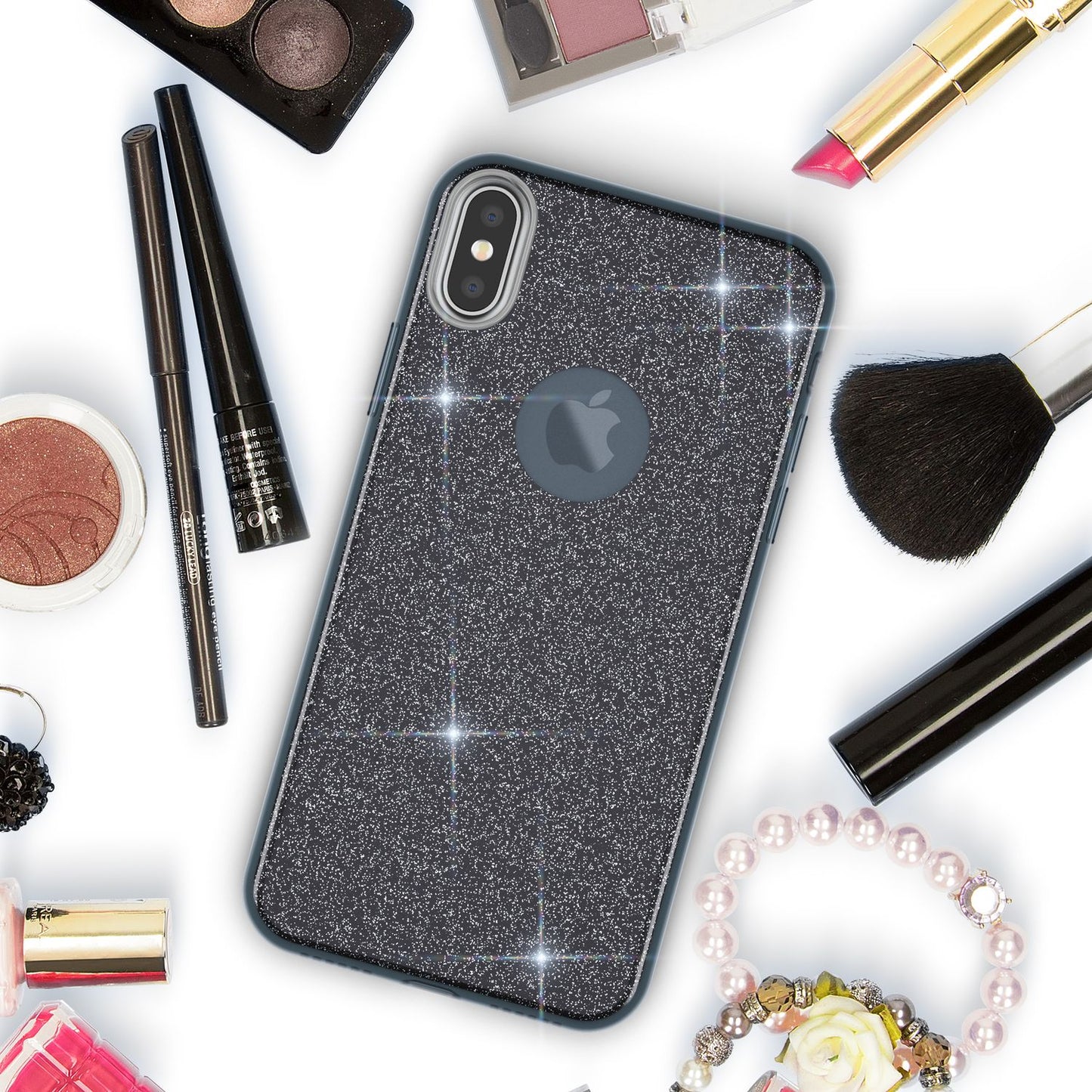 NALIA Glitzerhülle für iPhone X / XS – Funkelnder Glitzer-Look & Grip – SHINEPOP (Silikon Case) – Marke aus Berlin
