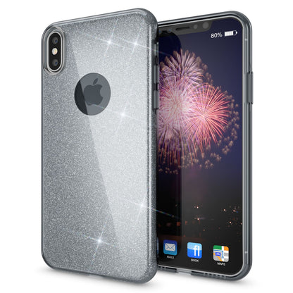 NALIA Glitzerhülle für iPhone X / XS – Funkelnder Glitzer-Look & Grip – SHINEPOP (Silikon Case) – Marke aus Berlin