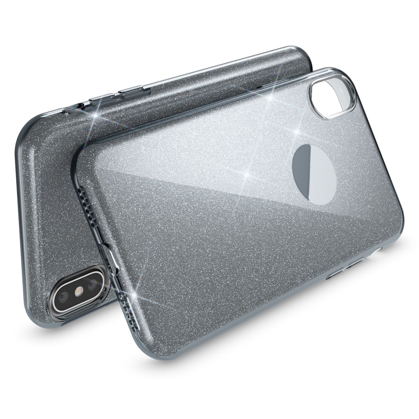 NALIA Glitzerhülle für iPhone X / XS – Funkelnder Glitzer-Look & Grip – SHINEPOP (Silikon Case) – Marke aus Berlin