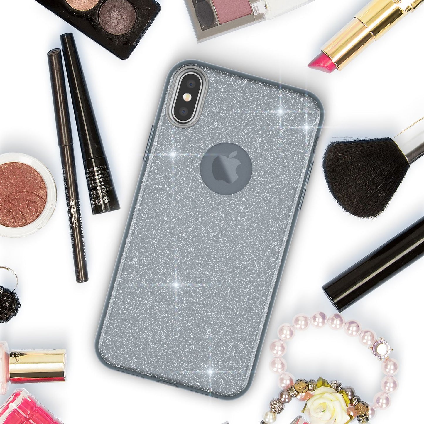 NALIA Glitzerhülle für iPhone X / XS – Funkelnder Glitzer-Look & Grip – SHINEPOP (Silikon Case) – Marke aus Berlin