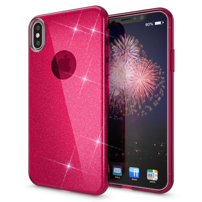 NALIA Glitzerhülle für iPhone X / XS – Funkelnder Glitzer-Look & Grip – SHINEPOP (Silikon Case) – Marke aus Berlin