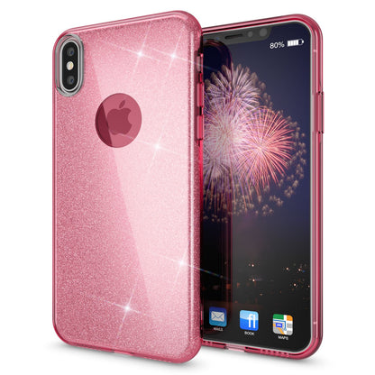 NALIA Glitzerhülle für iPhone X / XS – Funkelnder Glitzer-Look & Grip – SHINEPOP (Silikon Case) – Marke aus Berlin