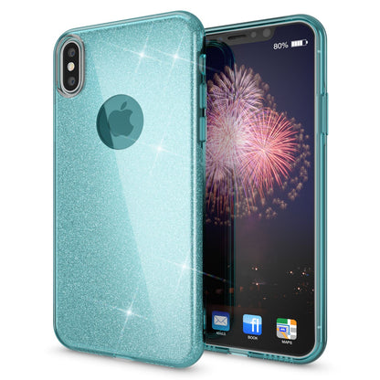 NALIA Glitzerhülle für iPhone X / XS – Funkelnder Glitzer-Look & Grip – SHINEPOP (Silikon Case) – Marke aus Berlin