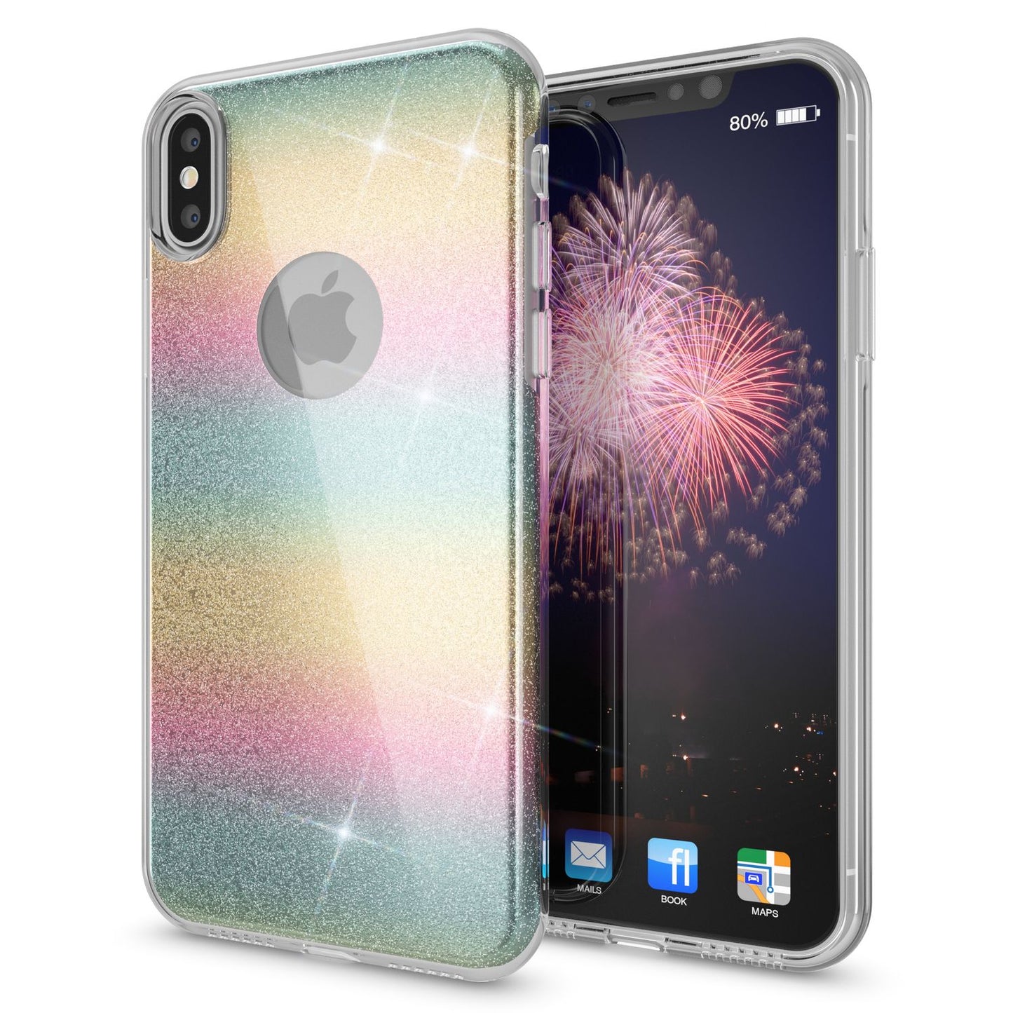 NALIA Glitzerhülle für iPhone X / XS – Funkelnder Glitzer-Look & Grip – SHINEPOP (Silikon Case) – Marke aus Berlin