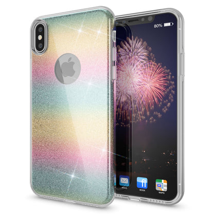 NALIA Glitzerhülle für iPhone X / XS – Funkelnder Glitzer-Look & Grip – SHINEPOP (Silikon Case) – Marke aus Berlin